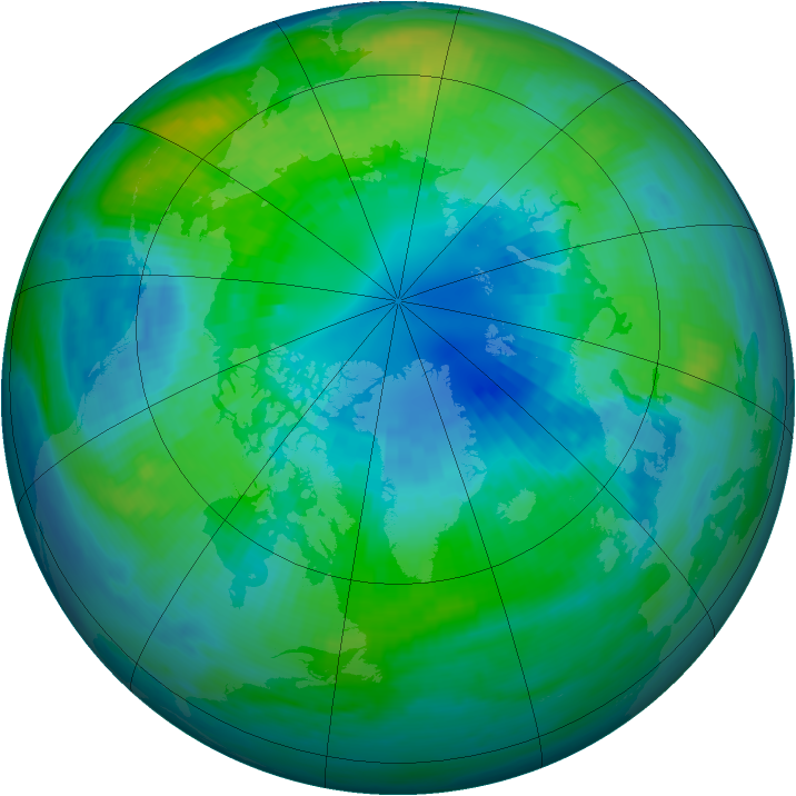 Arctic ozone map for 10 October 1983